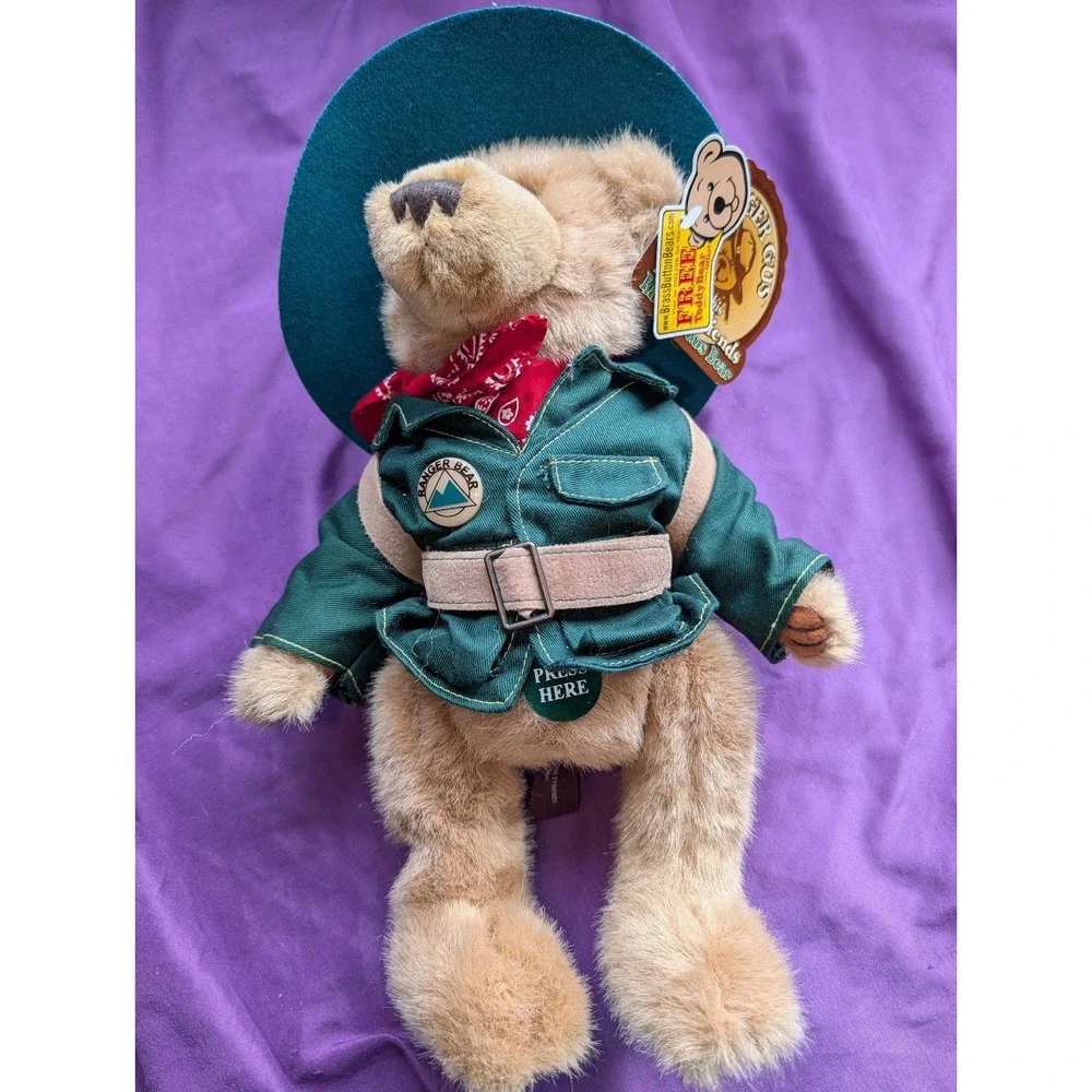 Talking Brass Button Bears Ranger Gus Forest Friends Jointed Teddy Bear 12